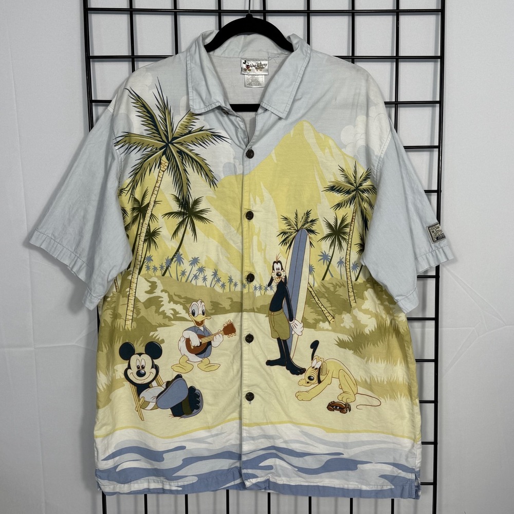 Vintage Walt Disney World Mickey 1971 Hang Loose Hawaiian Shirt Mens L Beach‎